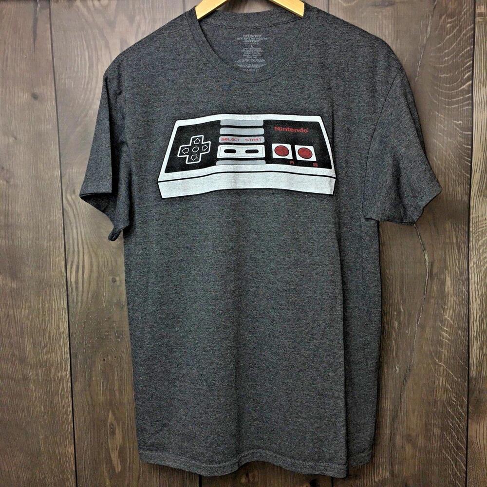 Nintendo NES Controller Graphic T-Shirt Retro Gaming Classic Game Heather Gray